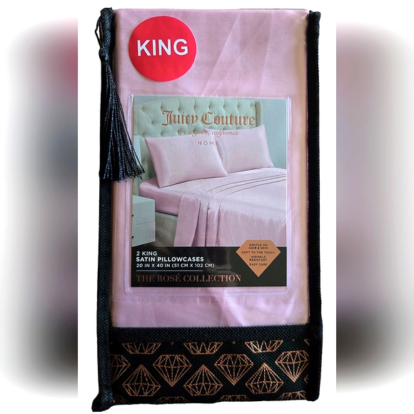 🩷 Juicy Couture Rosé Collection Satin Pillowcases King & Standard Sizes - Picture 2 of 3